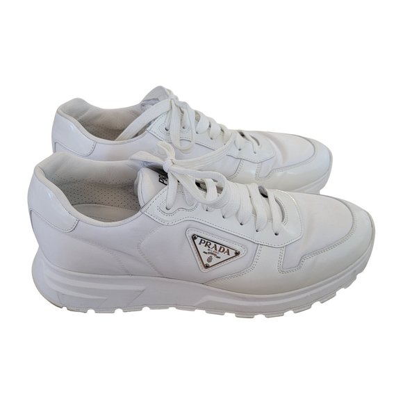 Prada Prax Tonal Low-Top Bianco Calzature Uomo Sneakers Size 10 D Retail $1100 - Picture 5 of 12